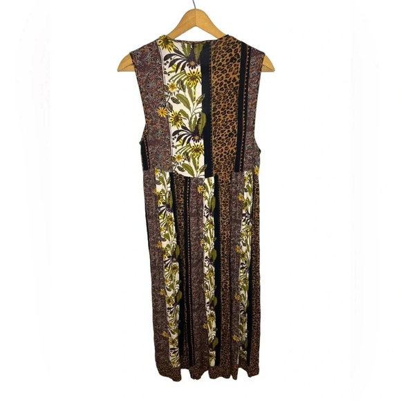 MELROSE Mixed Print Leopard Animal Floral Boho Sleeveless Flowy Popover Dress - Picture 7 of 9